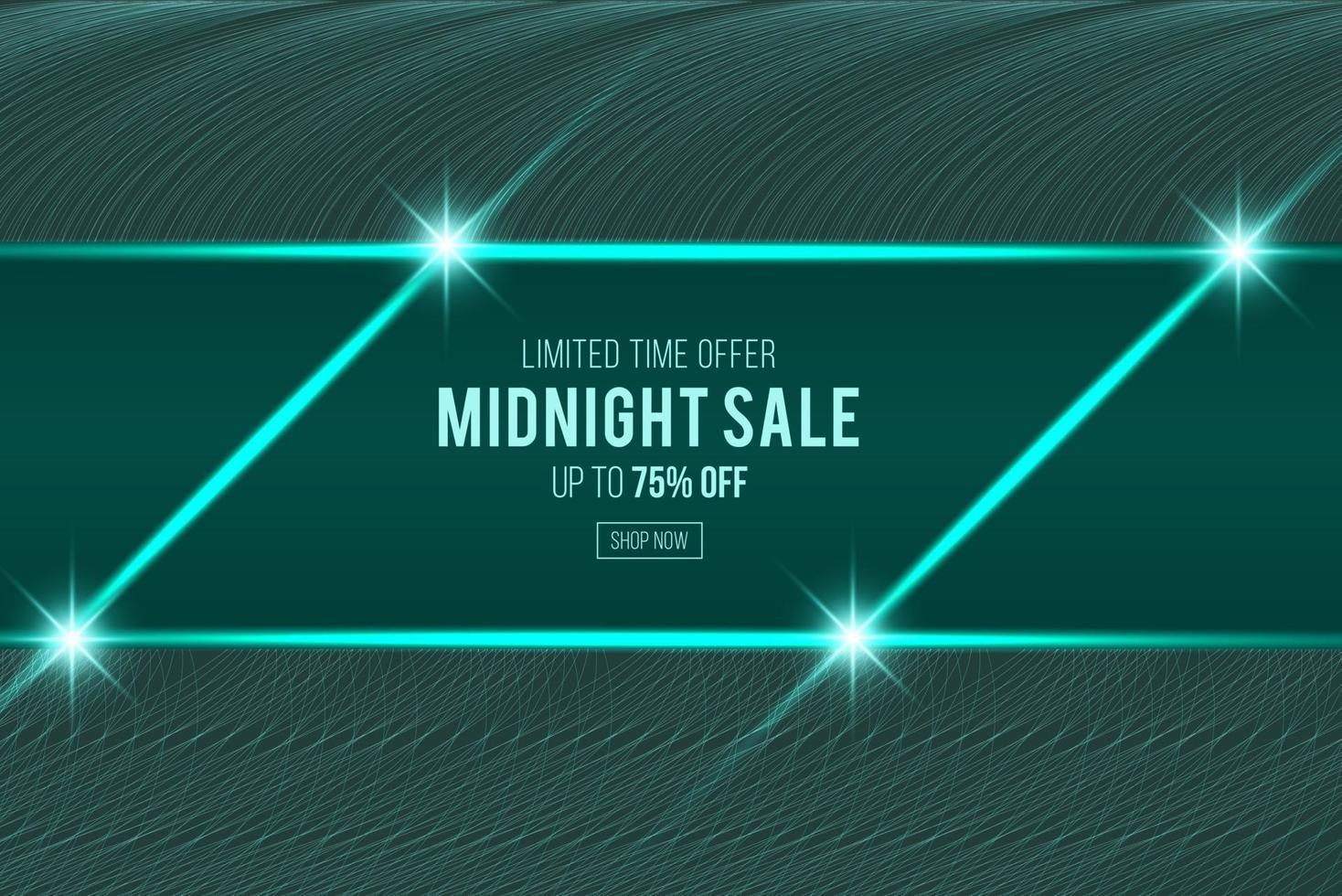 Midnight sale dark green design for business with shini glow sparkles vector