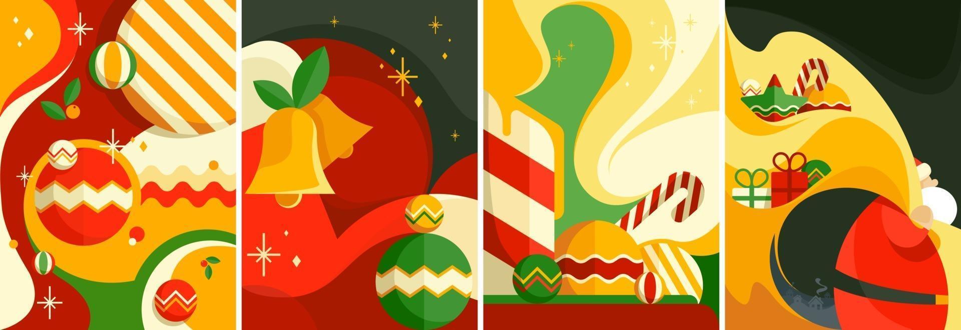 conjunto de carteles navideños. diferentes plantillas de postales. vector