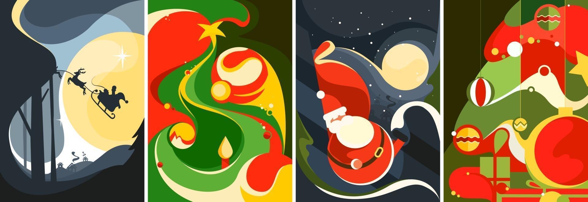 Collection of Christmas posters. Different postcard templates. vector