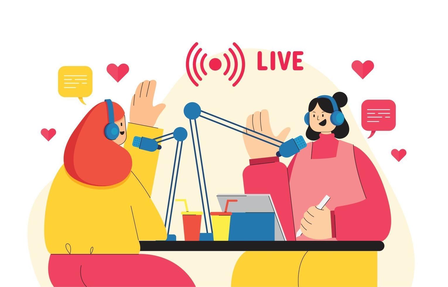 Two Girls Having a Live Interview vector