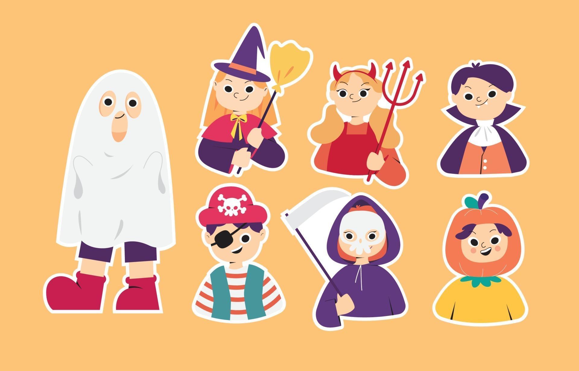 Halloween Costume Party Sticker Set 3380102 Vector Art at Vecteezy