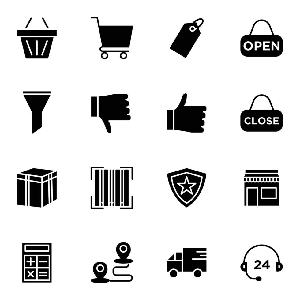 e commerce icon set solid style vector