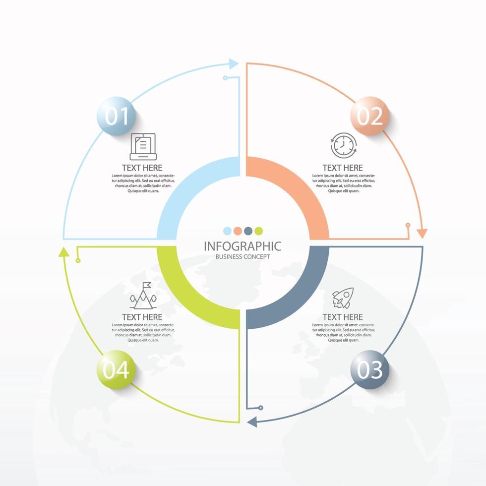 Basic circle infographic template with 4 steps vector
