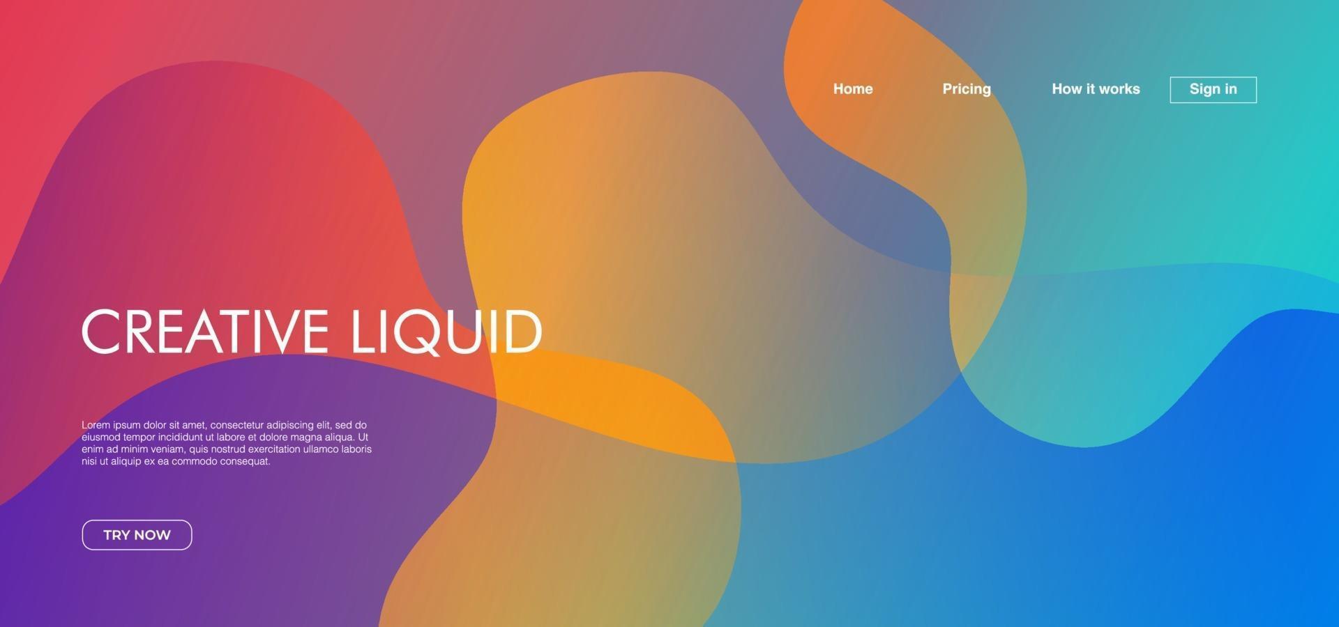 Liquid gradient background with colorful wave shapes vector