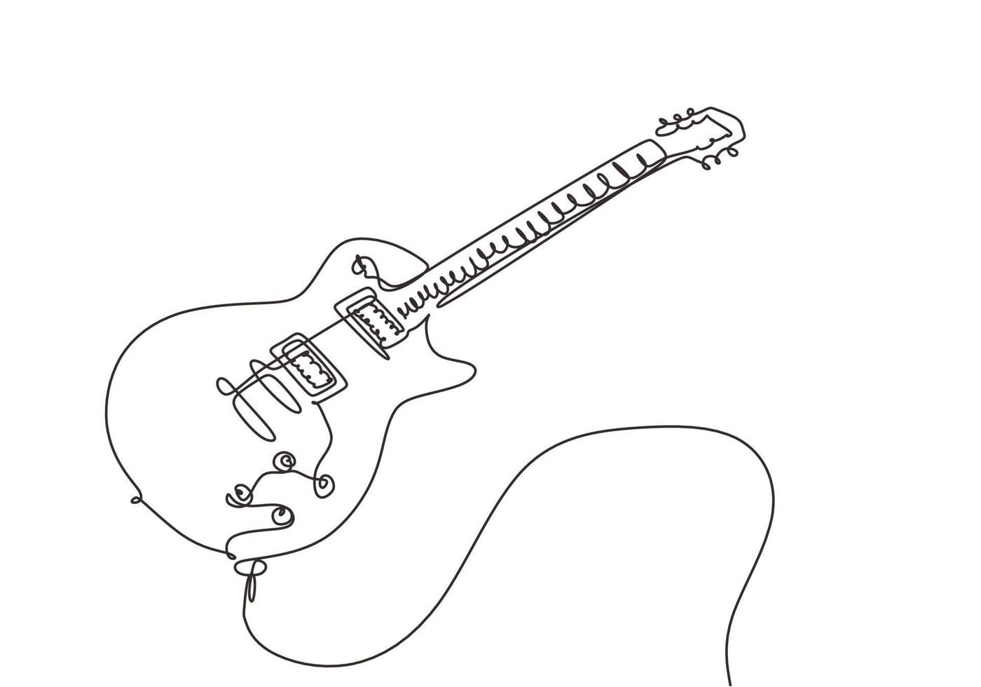 Electric guitar continuous one line drawing minimalism vector