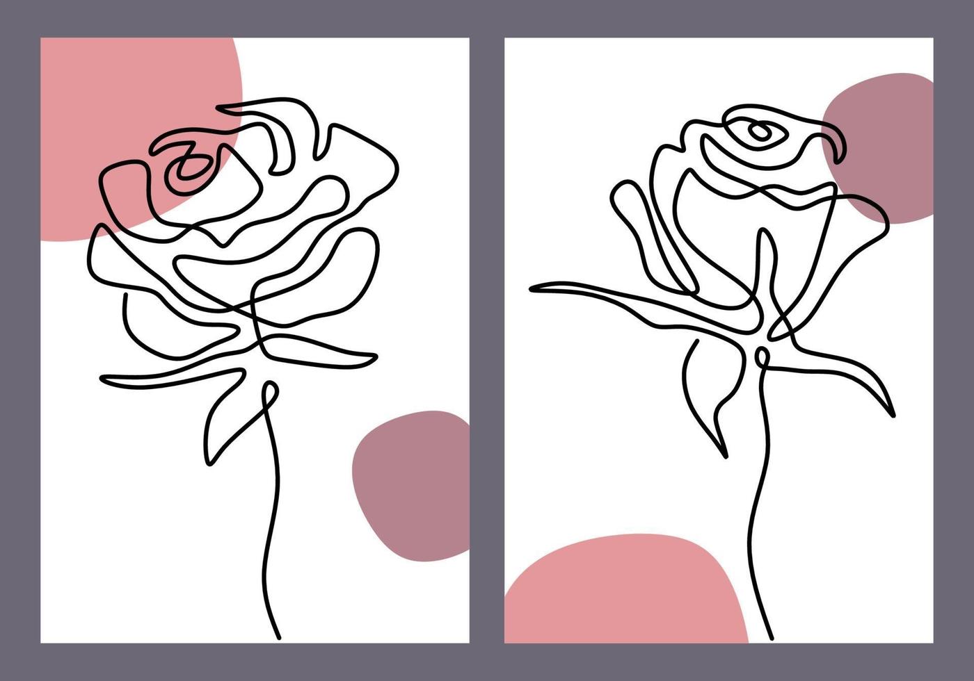 Flower line art drawing set, continuous line hand drawn minimalist vector