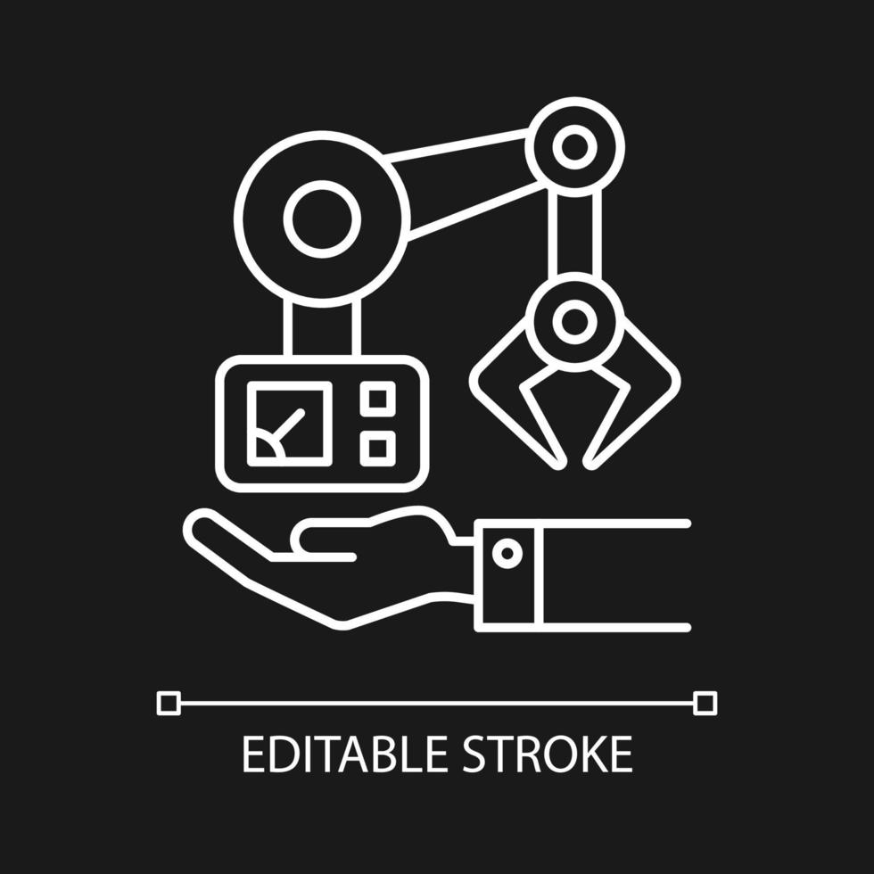 Machinery owning white linear icon for dark theme vector