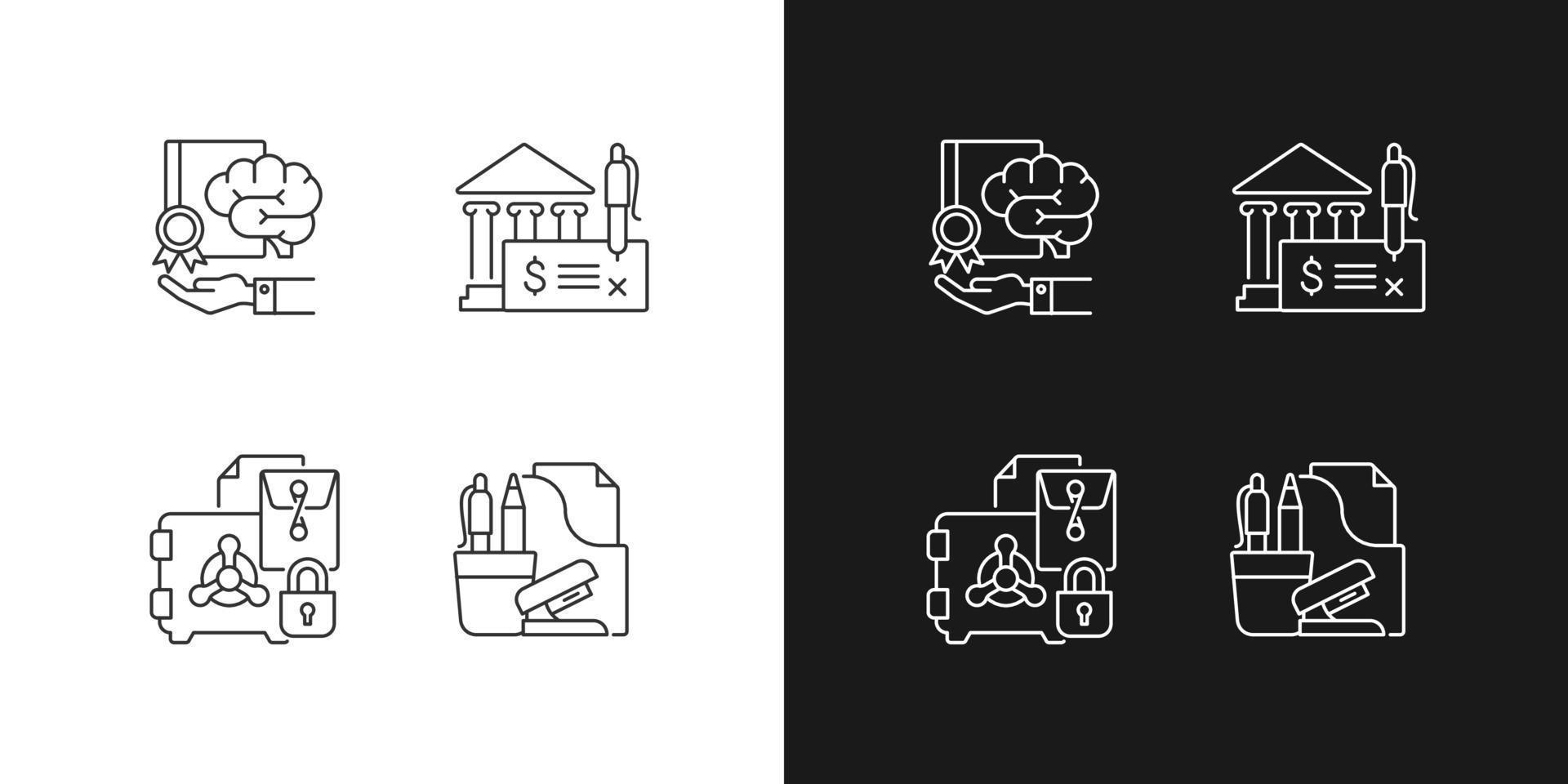 Corporate intellectual property linear icons set vector