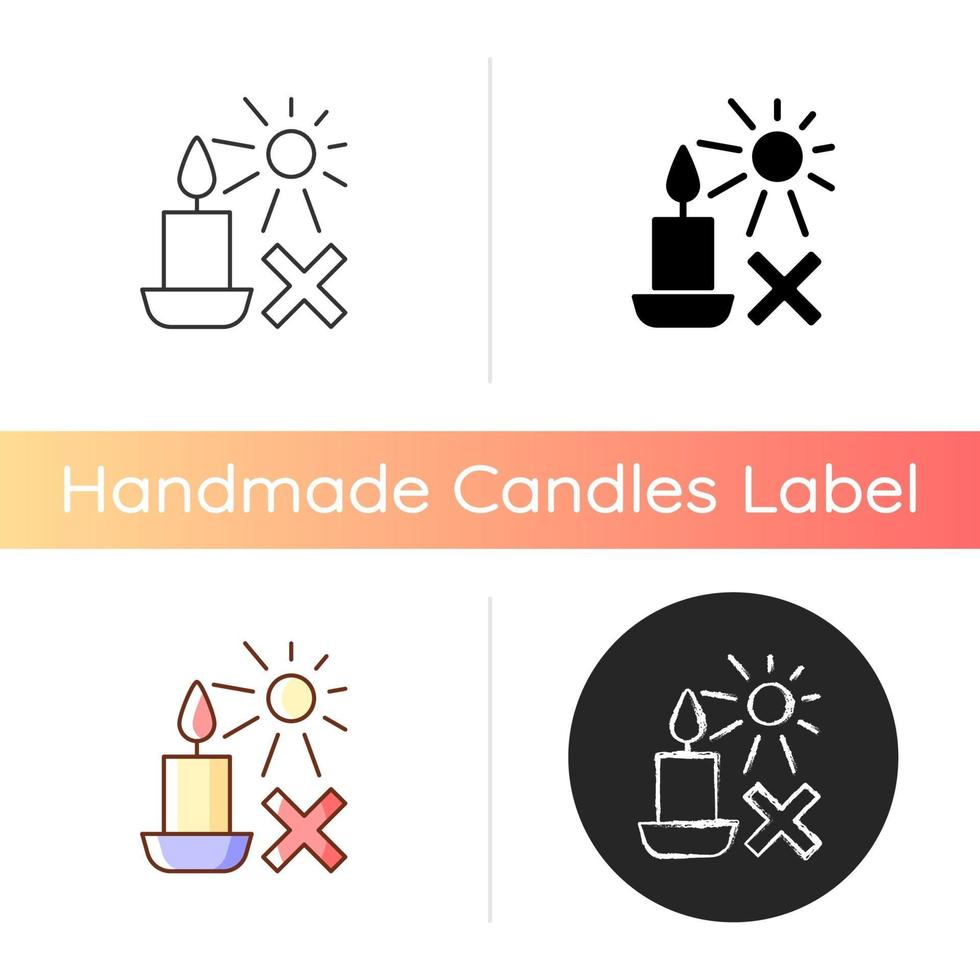 Protect candles from direct sunlight manual label icon vector