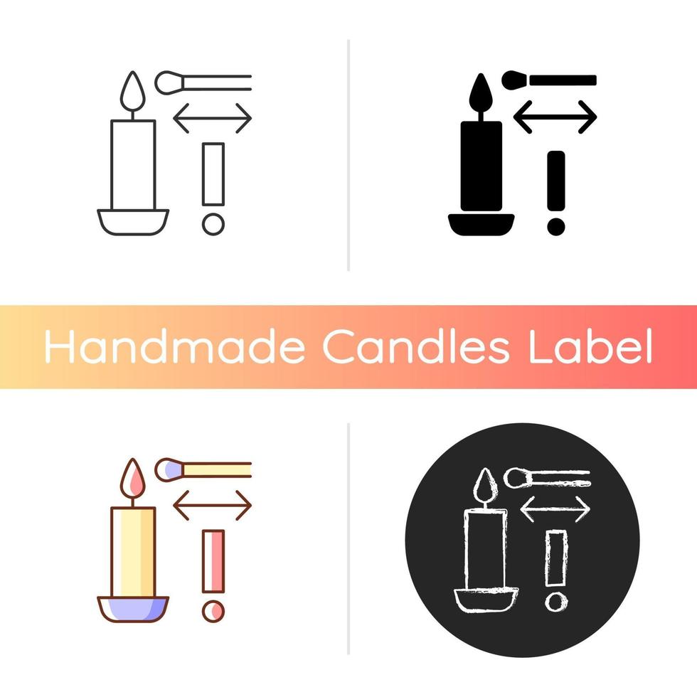 Lighting candle with long match manual label icon vector