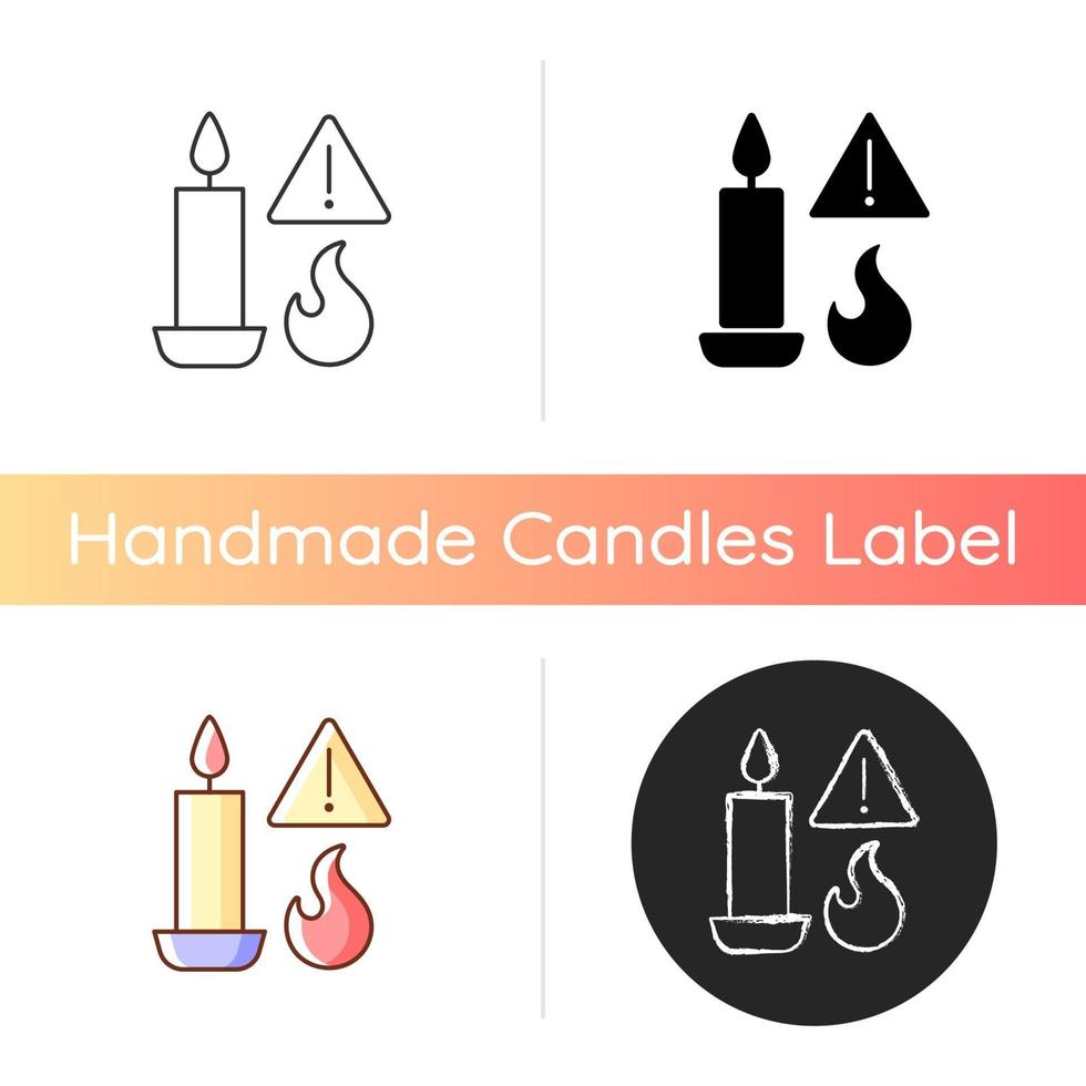Fire danger from candles manual label icon vector