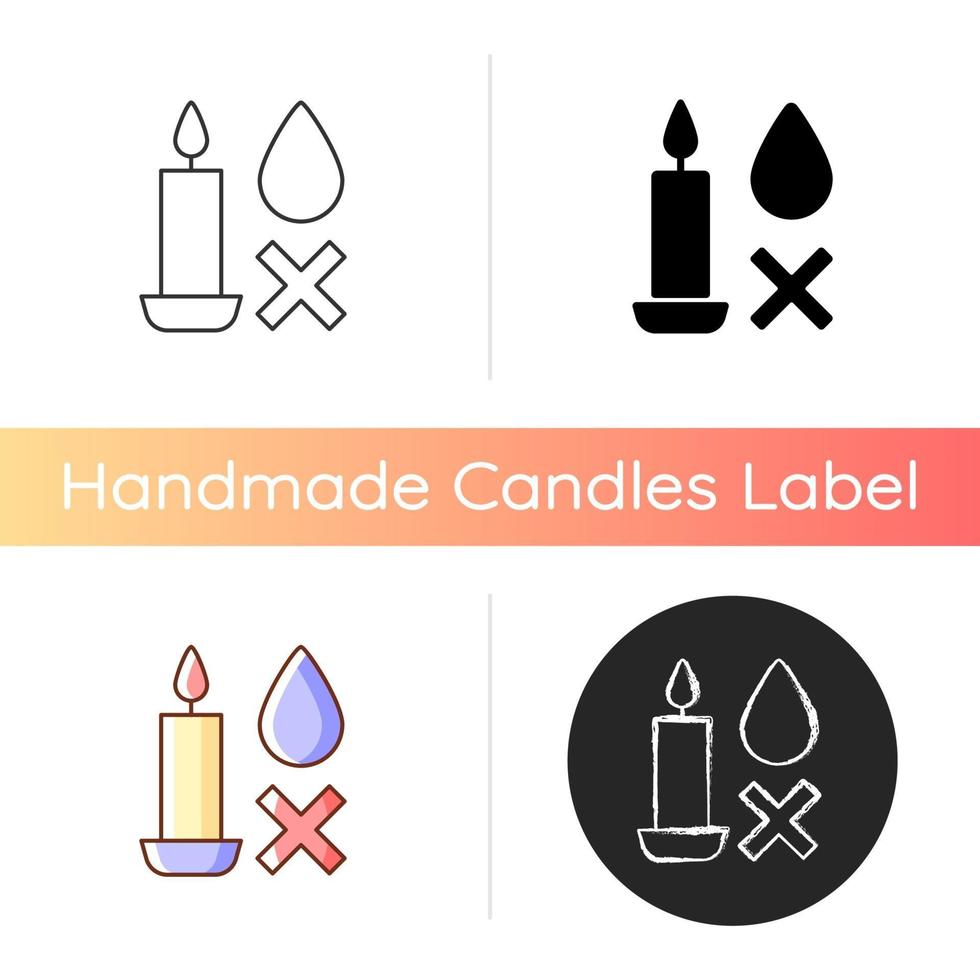 Extinguish candle without water manual label icon vector