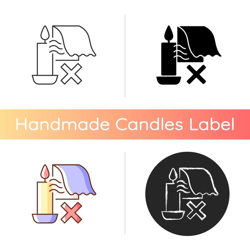 Keep candles away from air currents manual label icon vector