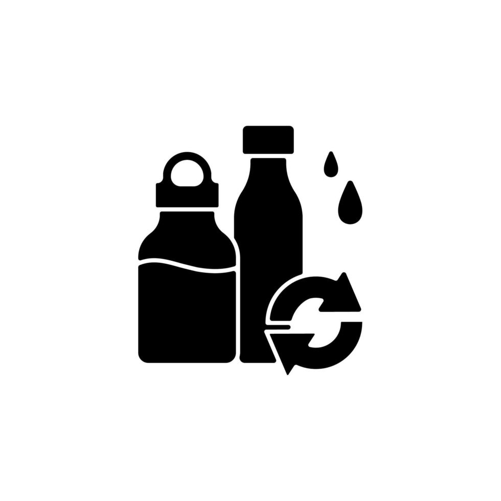 Water bottles refill black glyph icon vector