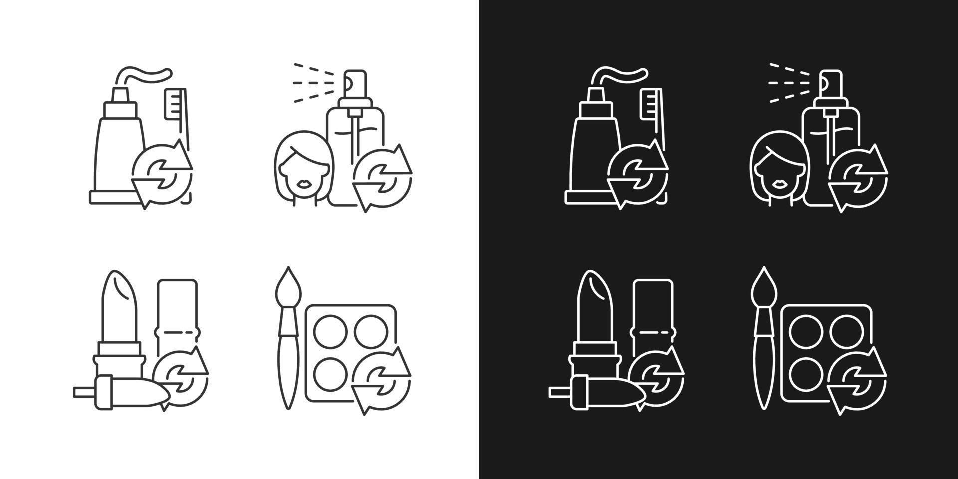 Refill and reuse linear icons set for dark and light mode vector
