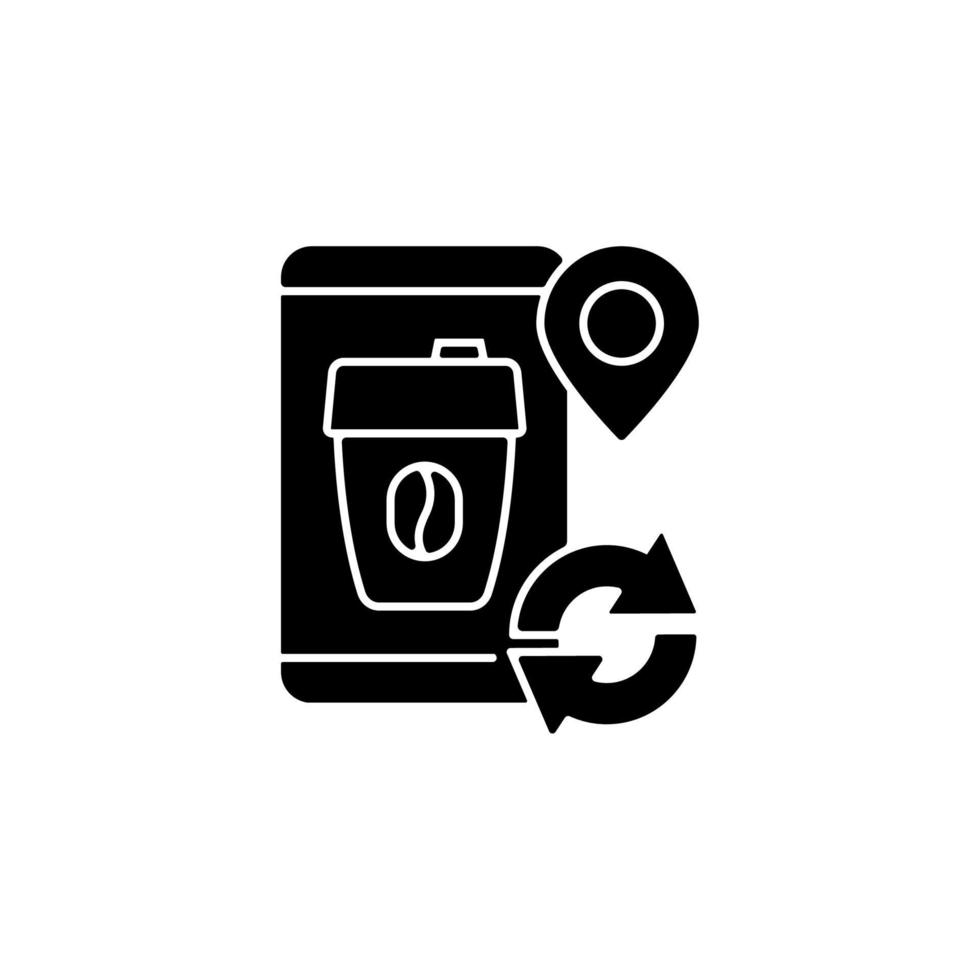 Coffee to go refill cup black glyph icon vector