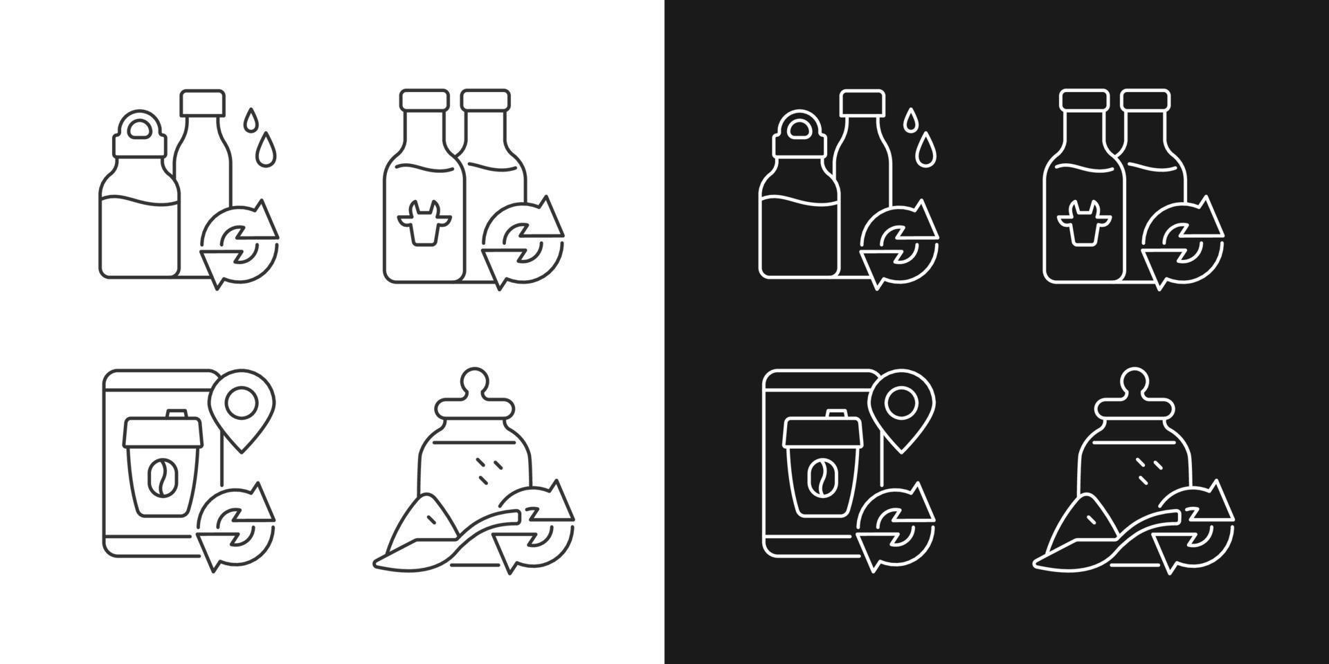 Refillable options linear icons set for dark and light mode vector