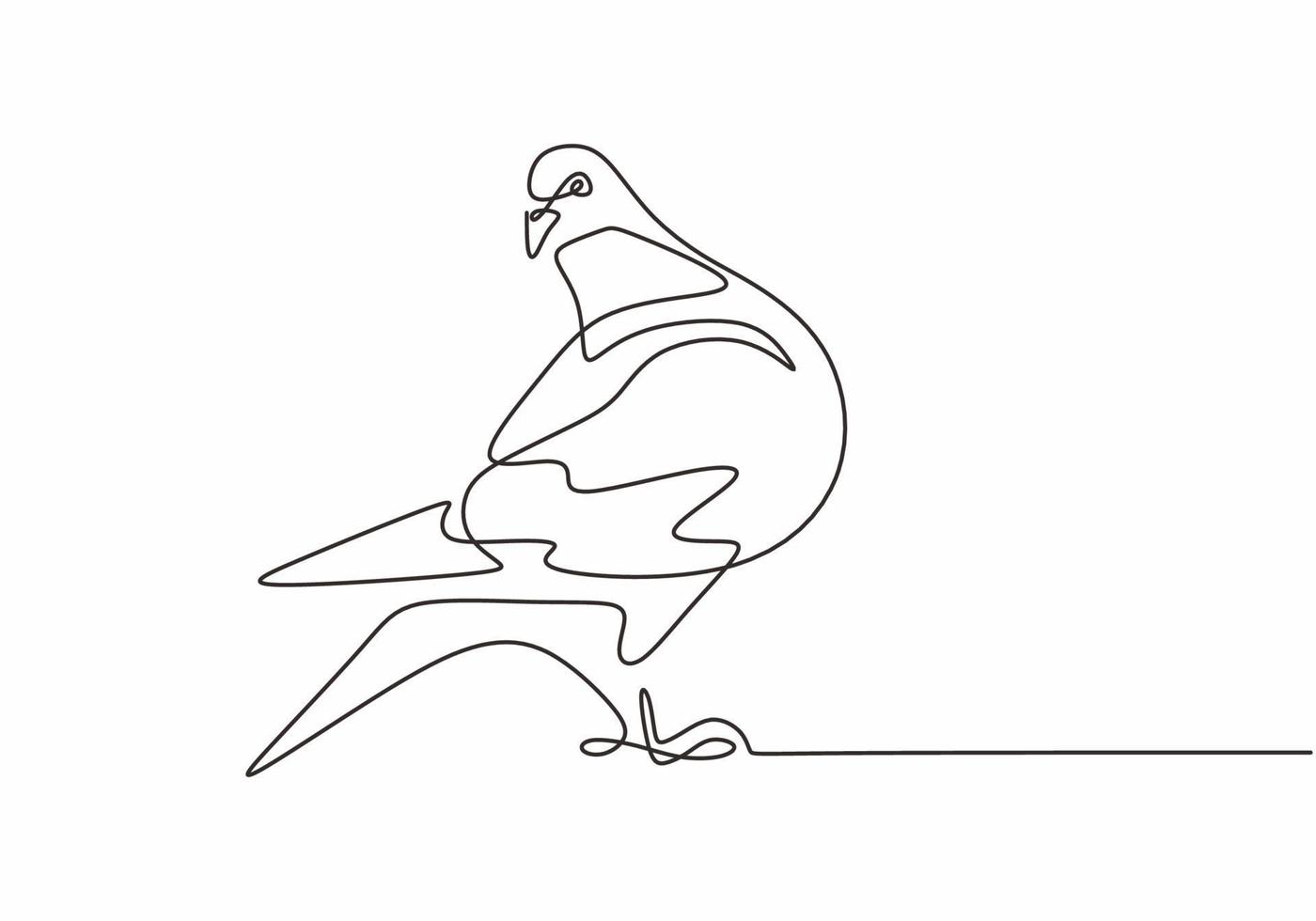Continuous one line drawing. Pigeon animal bird logo. vector