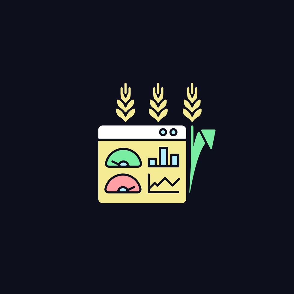 Crop and soil monitoring and management RGB color icon for dark theme vector