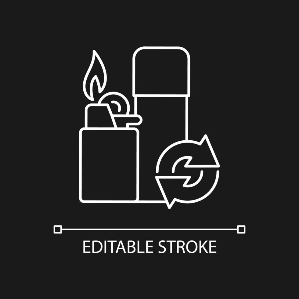 Lighter refill white linear icon for dark theme vector