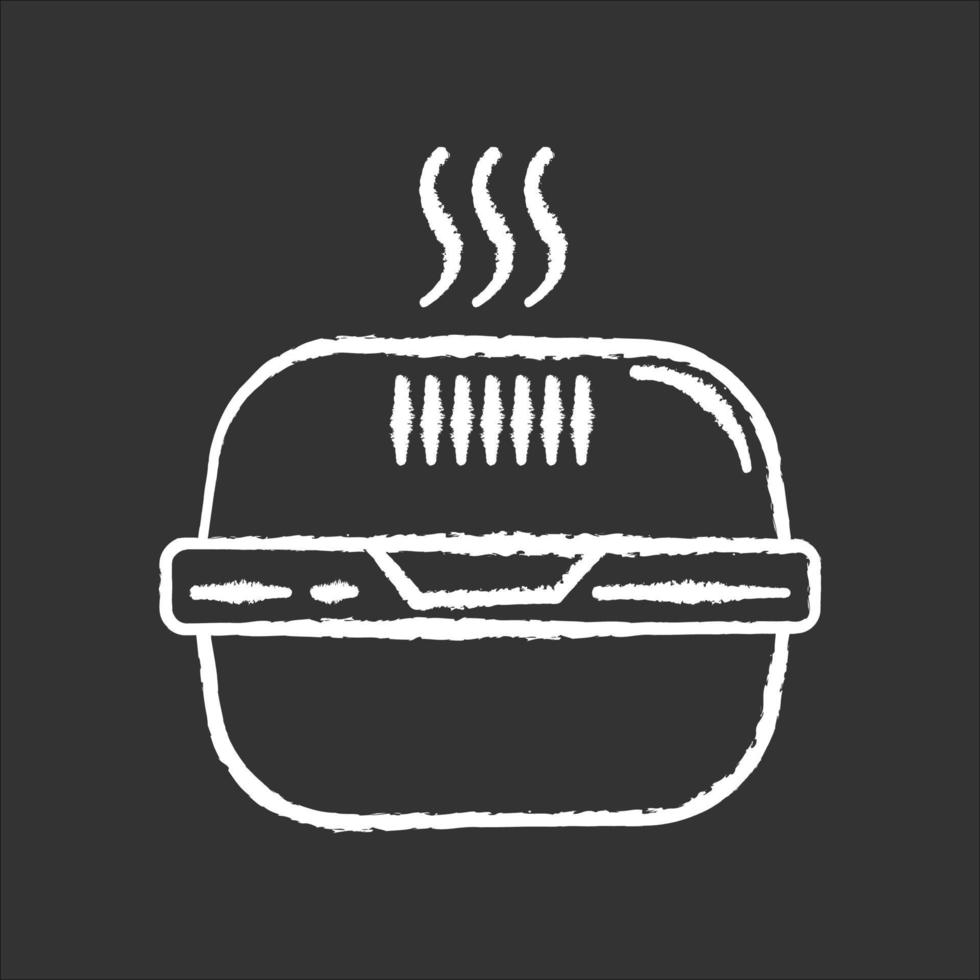 Burger box chalk white icon on black background vector