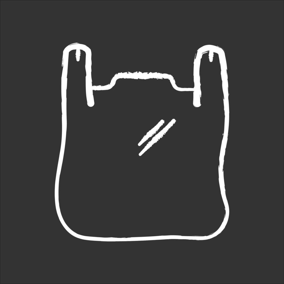 Plastic bag with handles chalk white icon on black background vector