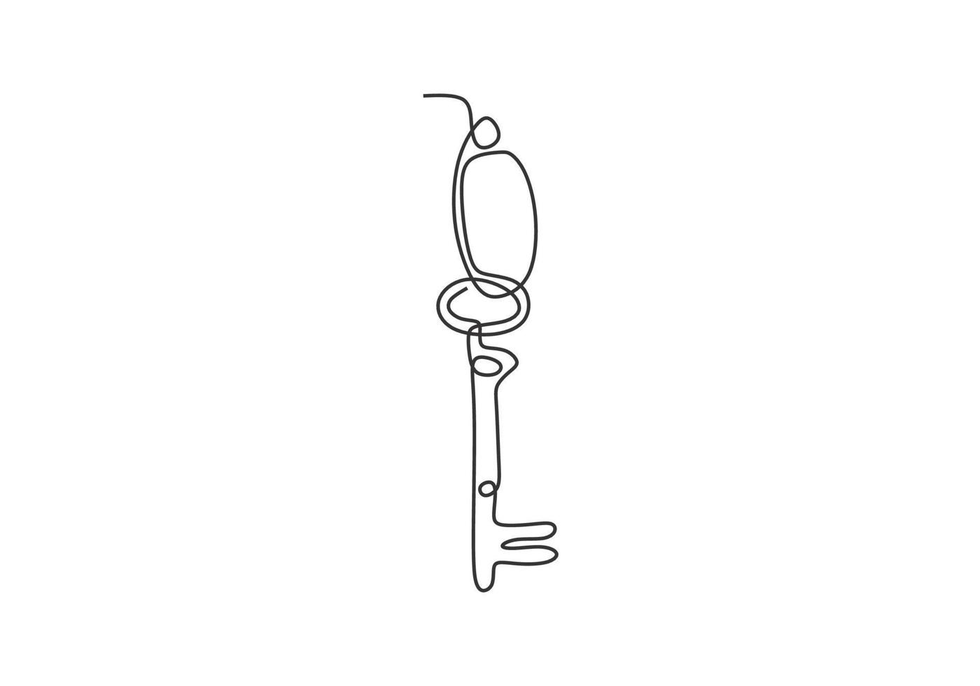 continuous line drawing key minimalist vector illustration object