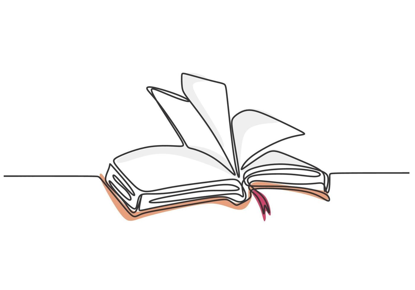 continuous line drawing of book vector illustration minimalism