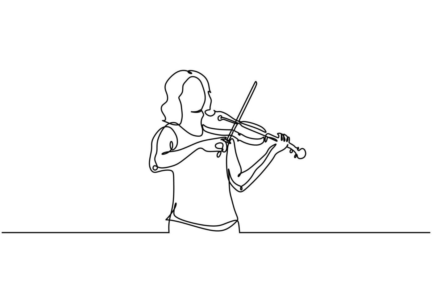 Continuous one line drawing of violinist. vector