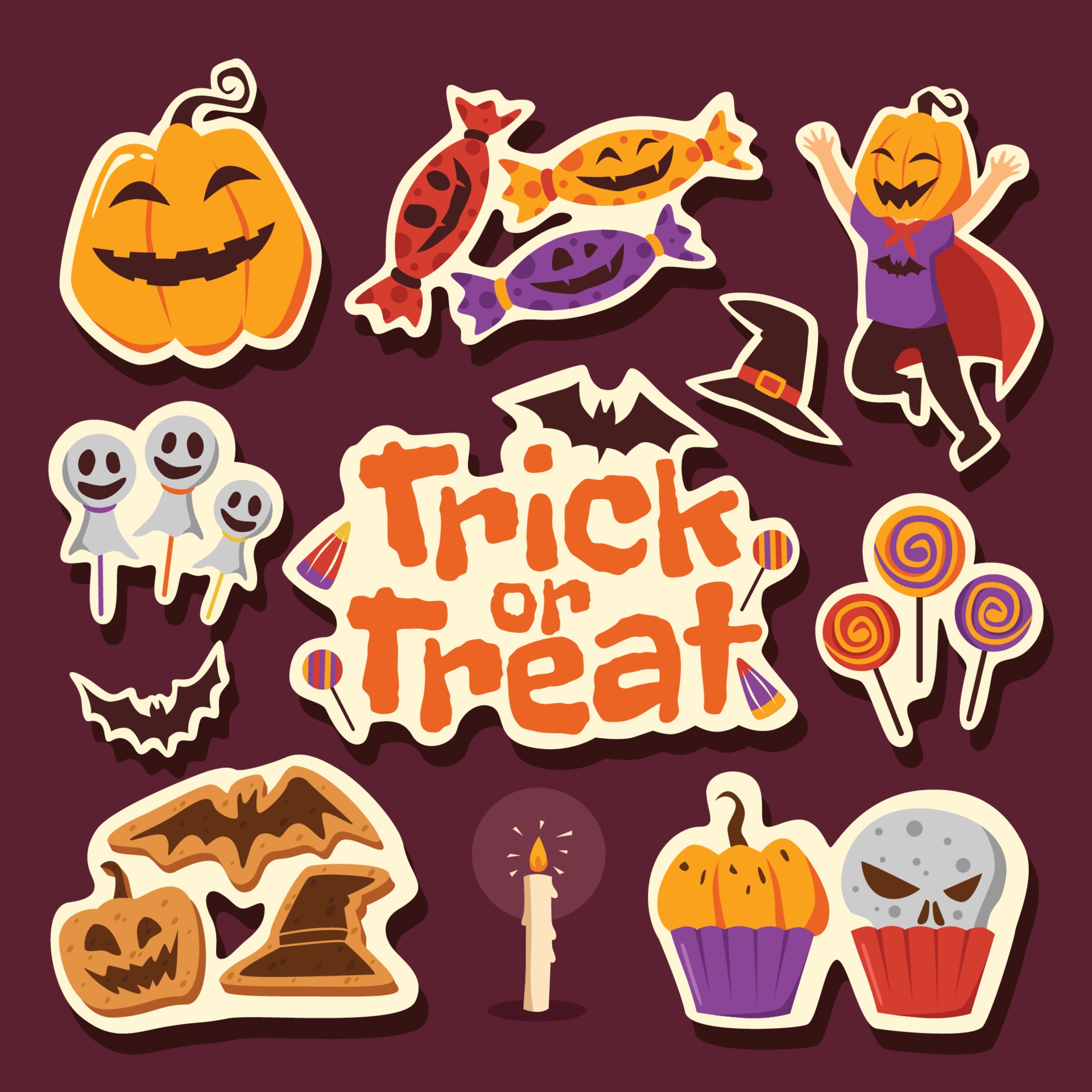 Trick Or Treat Halloween Sticker for iOS & Android