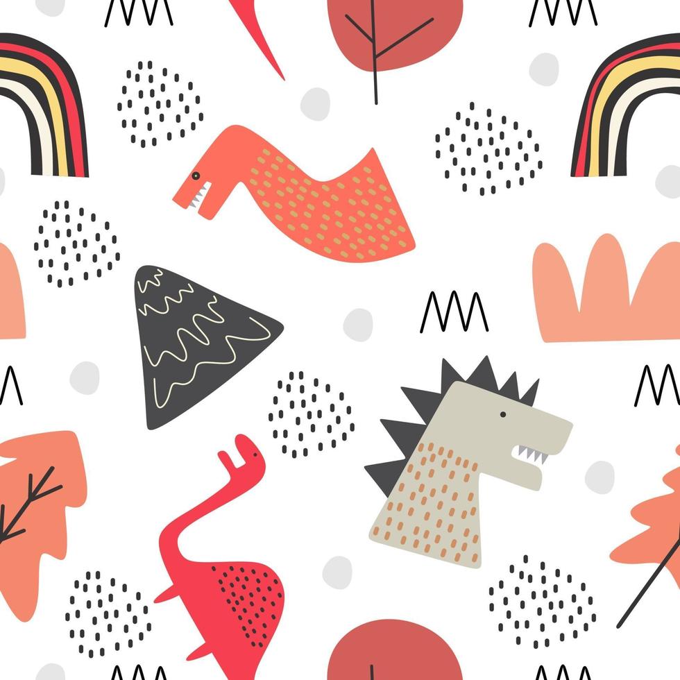 Cute dino seamless pattern for baby and kids vector illustration funny