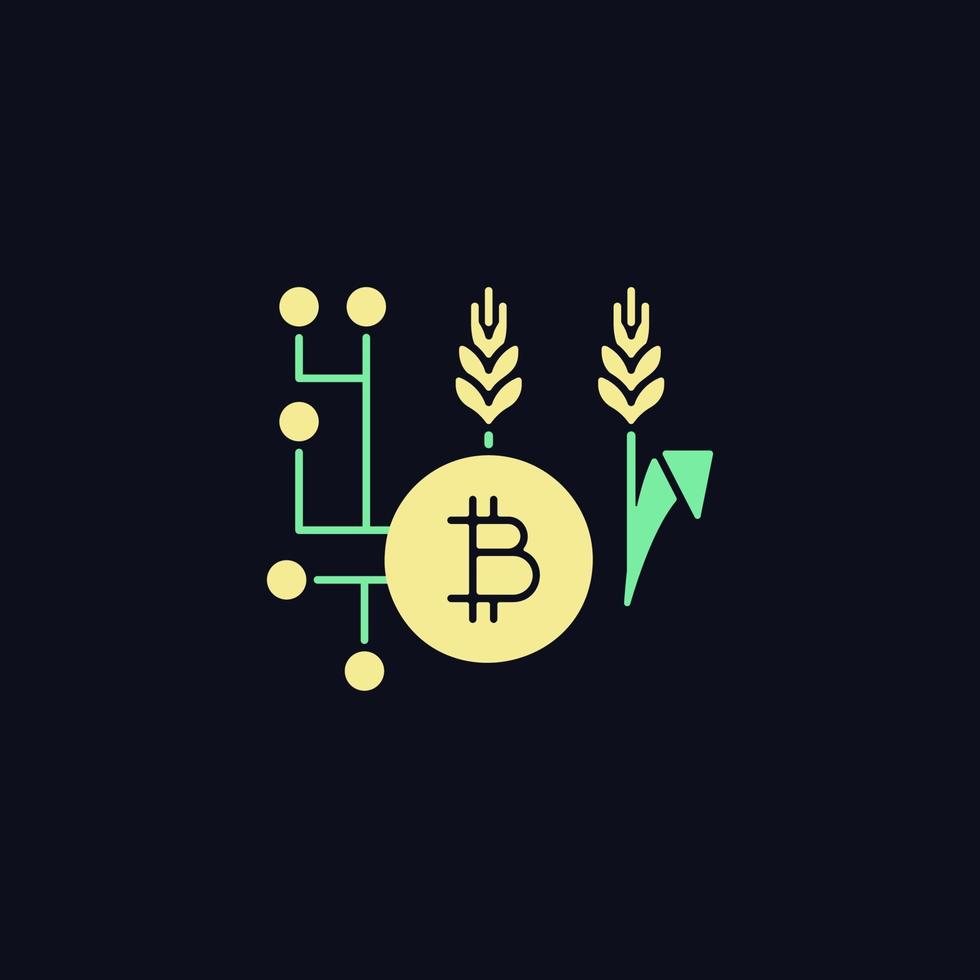 tecnología blockchain en agricultura icono de color rgb para tema oscuro vector