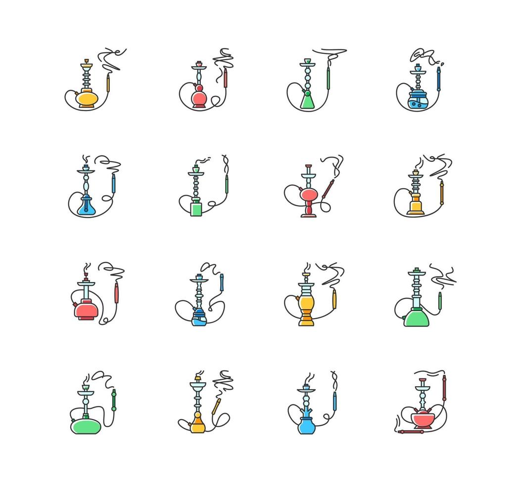 Hookah with odor RGB color icons set vector