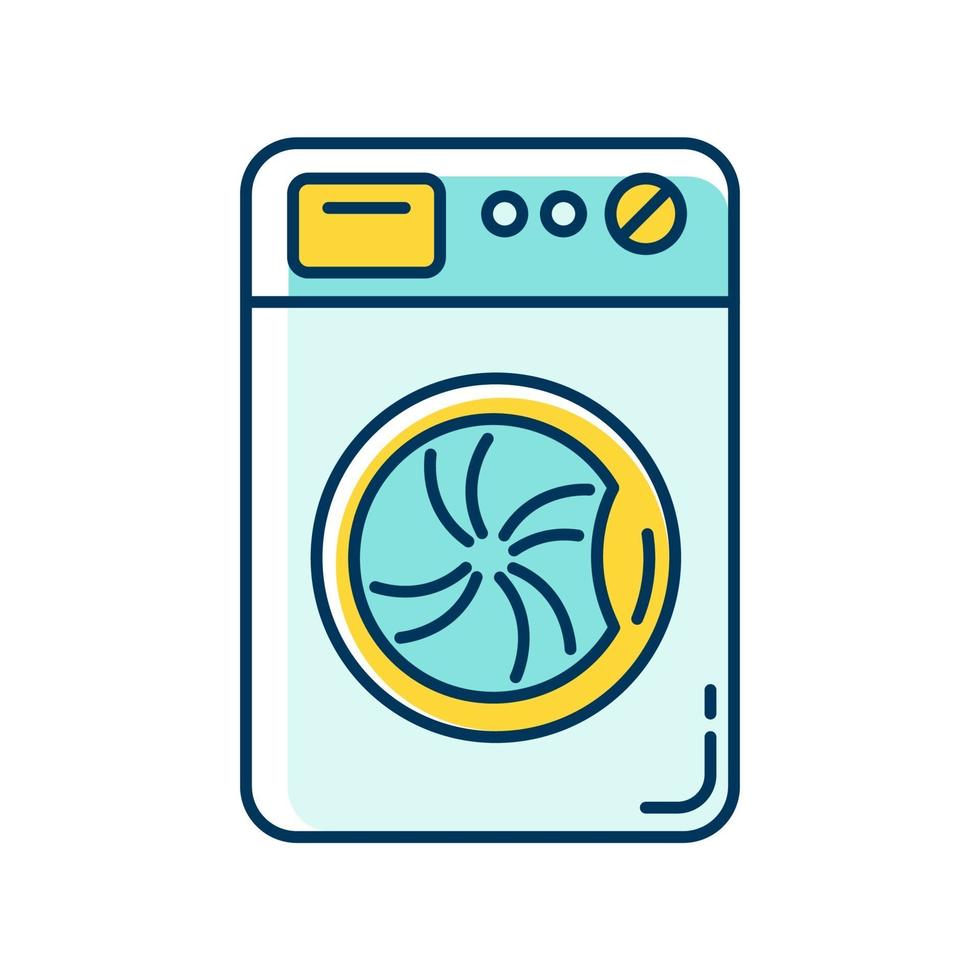 Laundry, washing machine blue and yellow RGB color icon vector