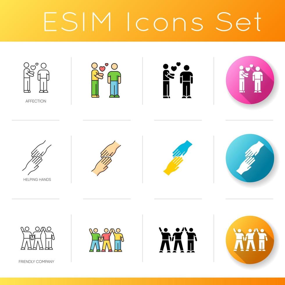 Friendship types icons set vector