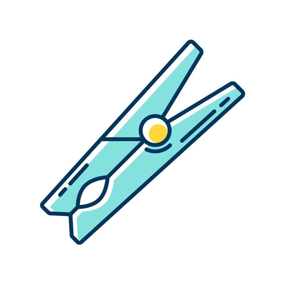 Clothes pin blue and yellow RGB color icon vector