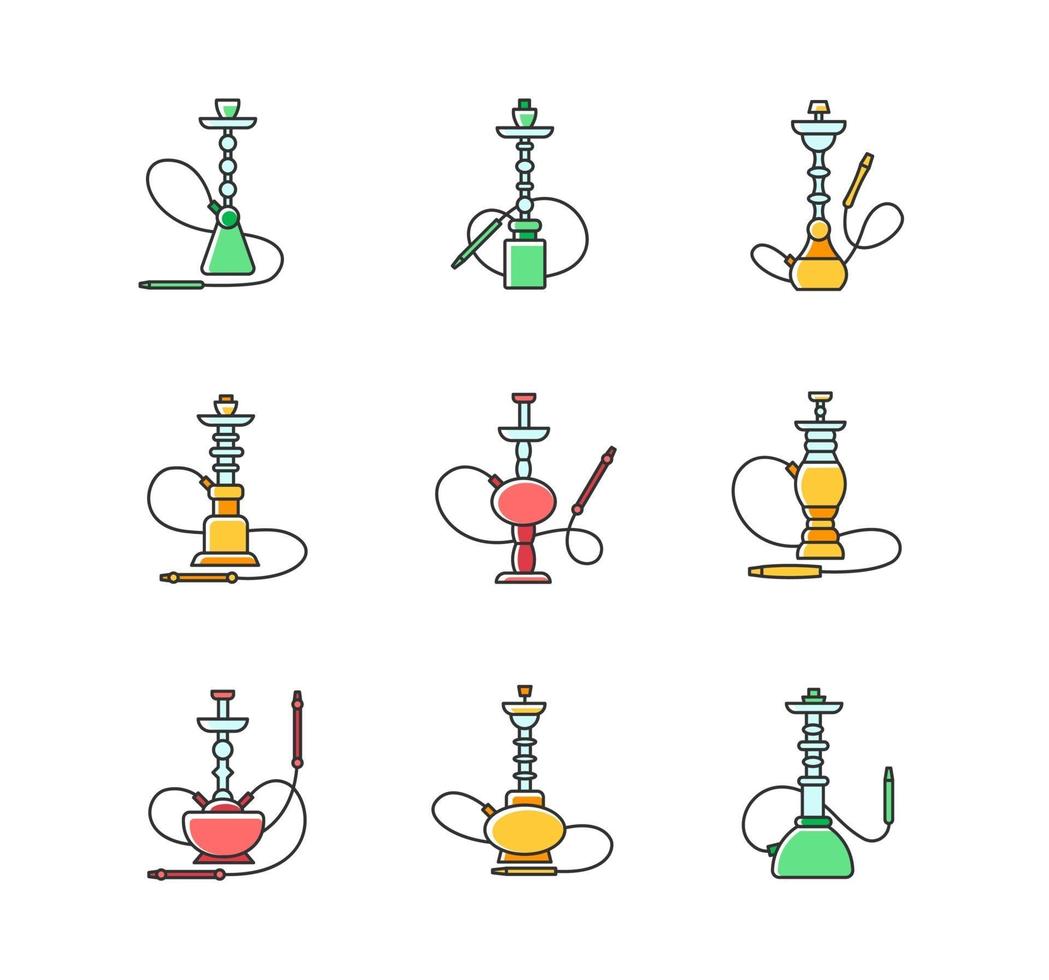 Hookah RGB color icons set vector
