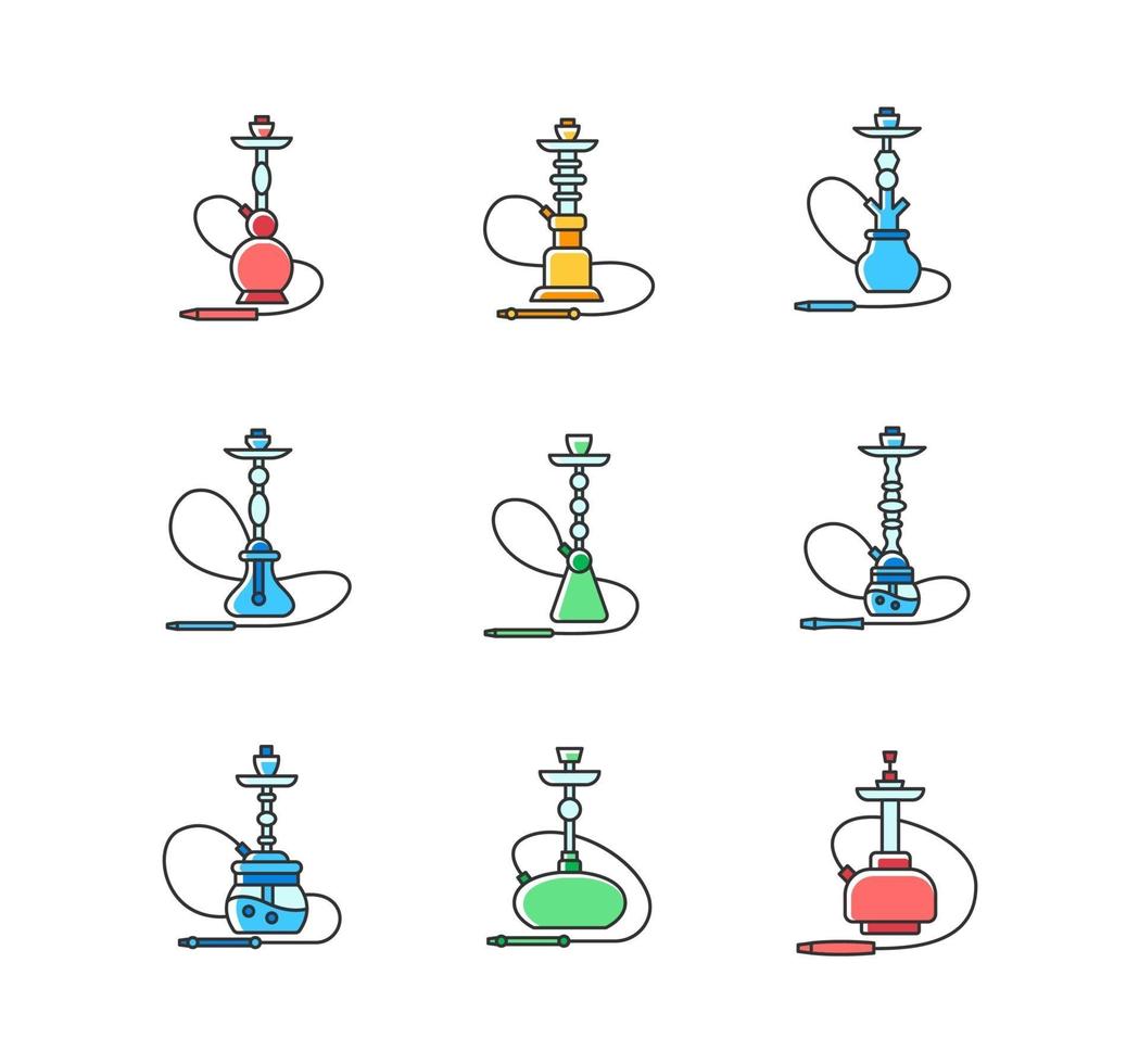 conjunto de iconos de color hookah rgb vector