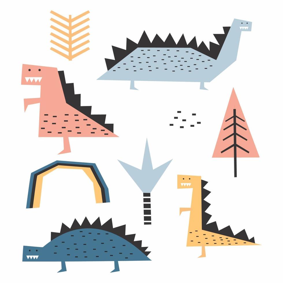 dinosaurio escandinavo dibujo escenografía diseño vector