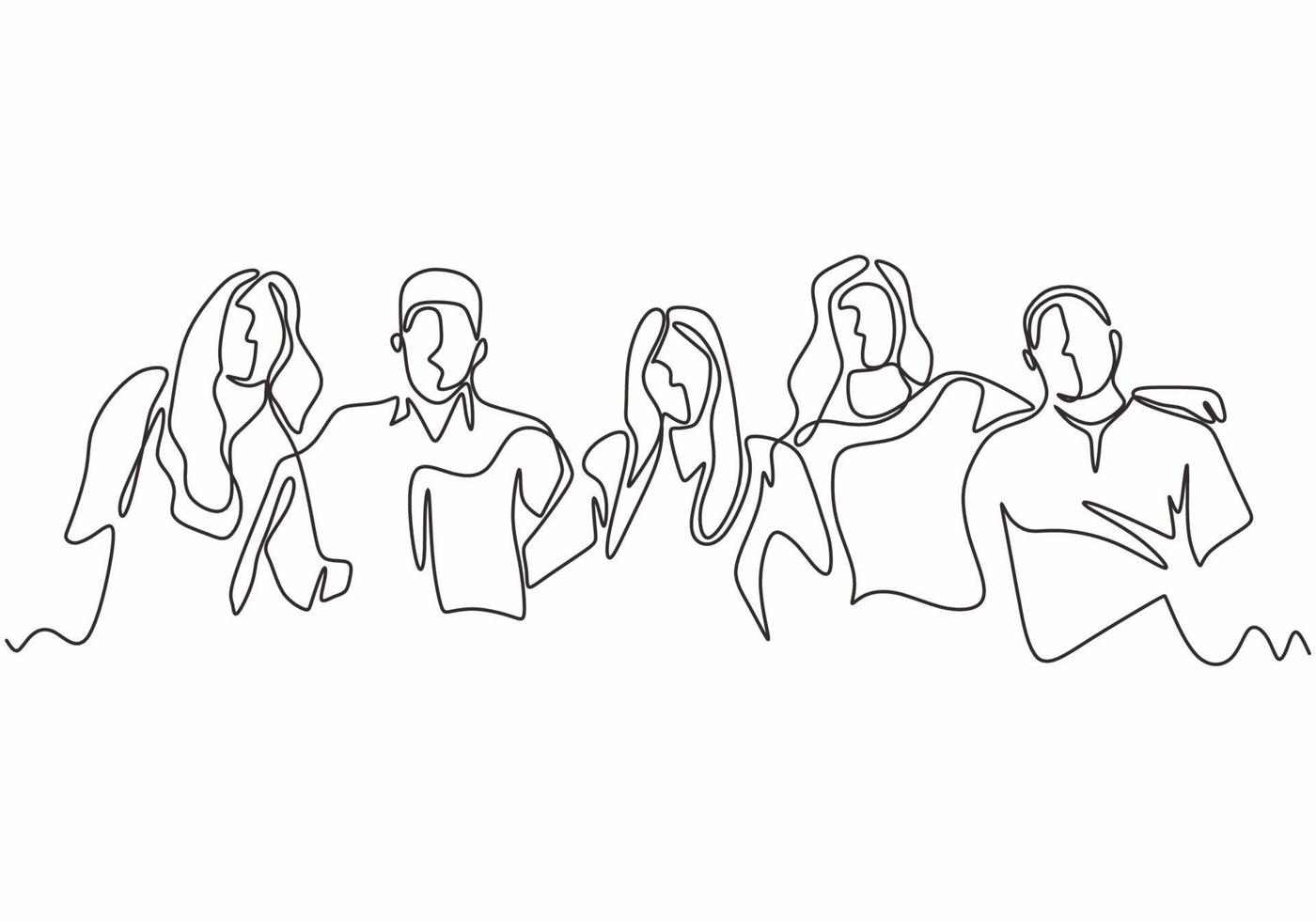 Continuous one line drawing of diversity concept of people vector