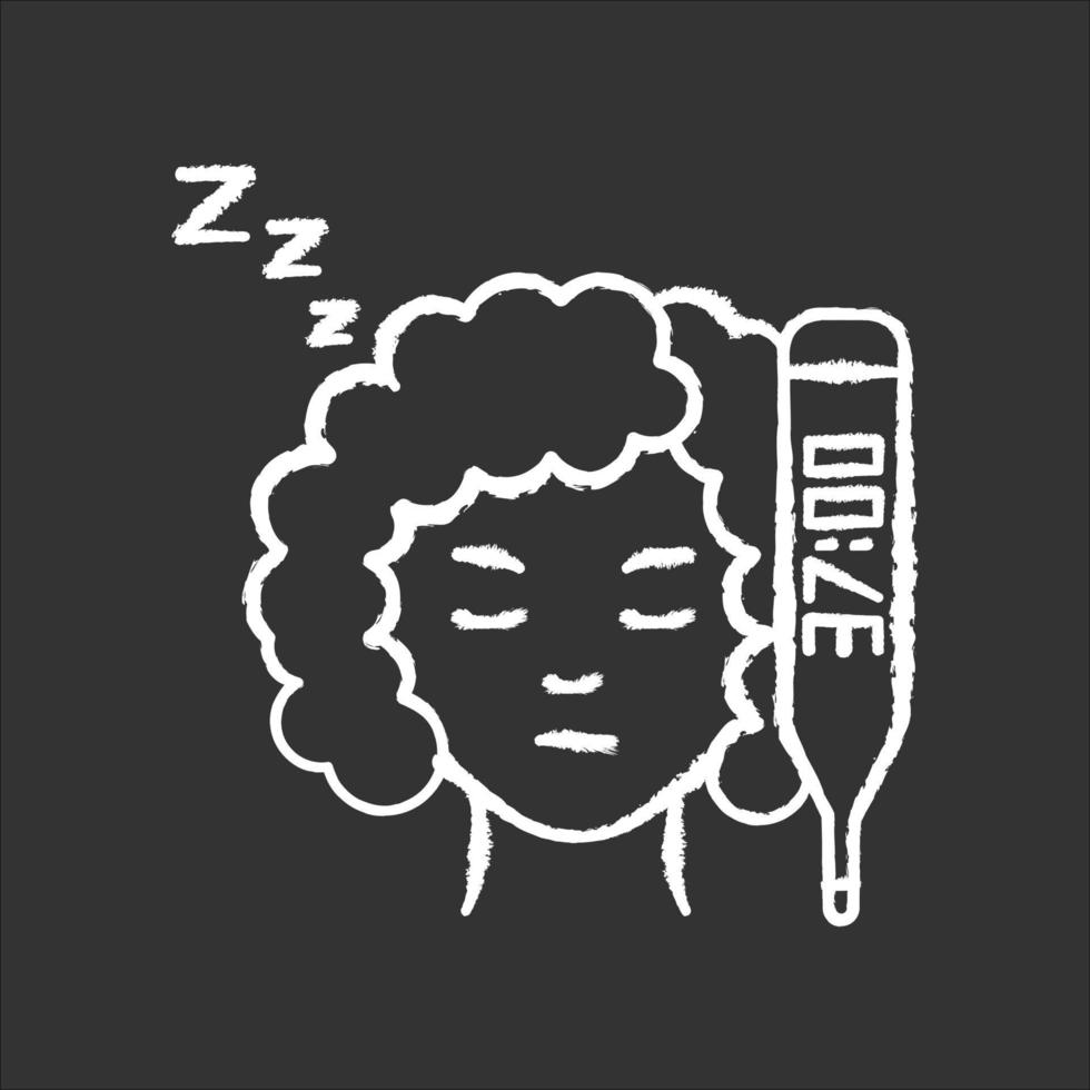 Raised basal temperature chalk white icon on black background vector