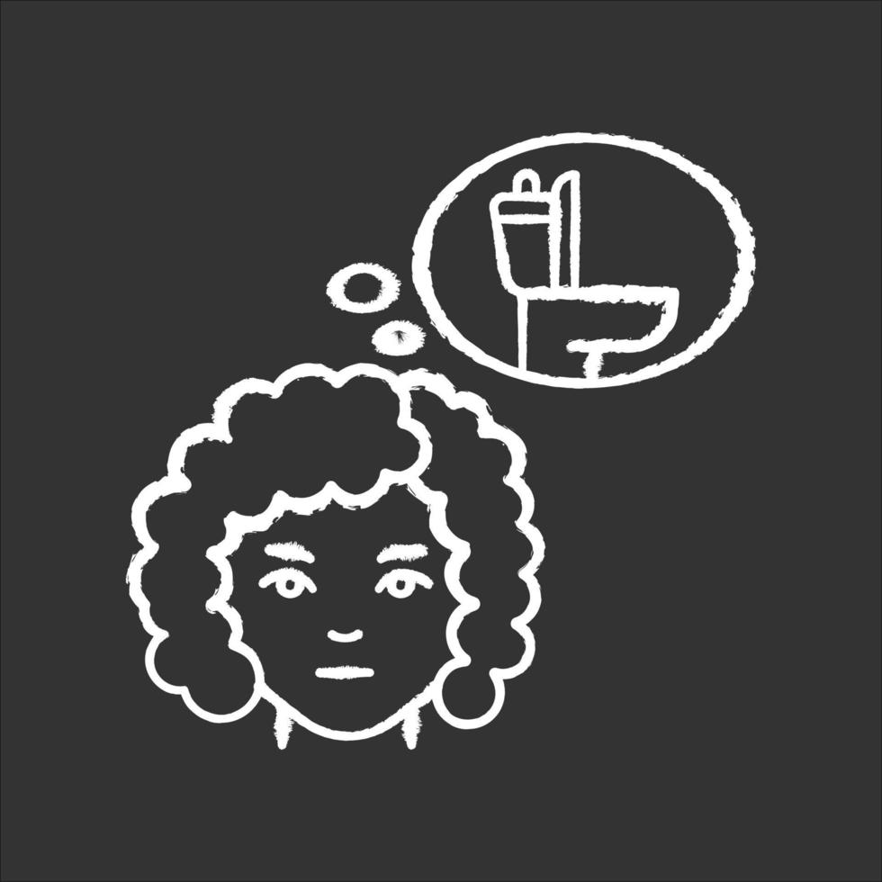 Frequent urination chalk white icon on black background vector