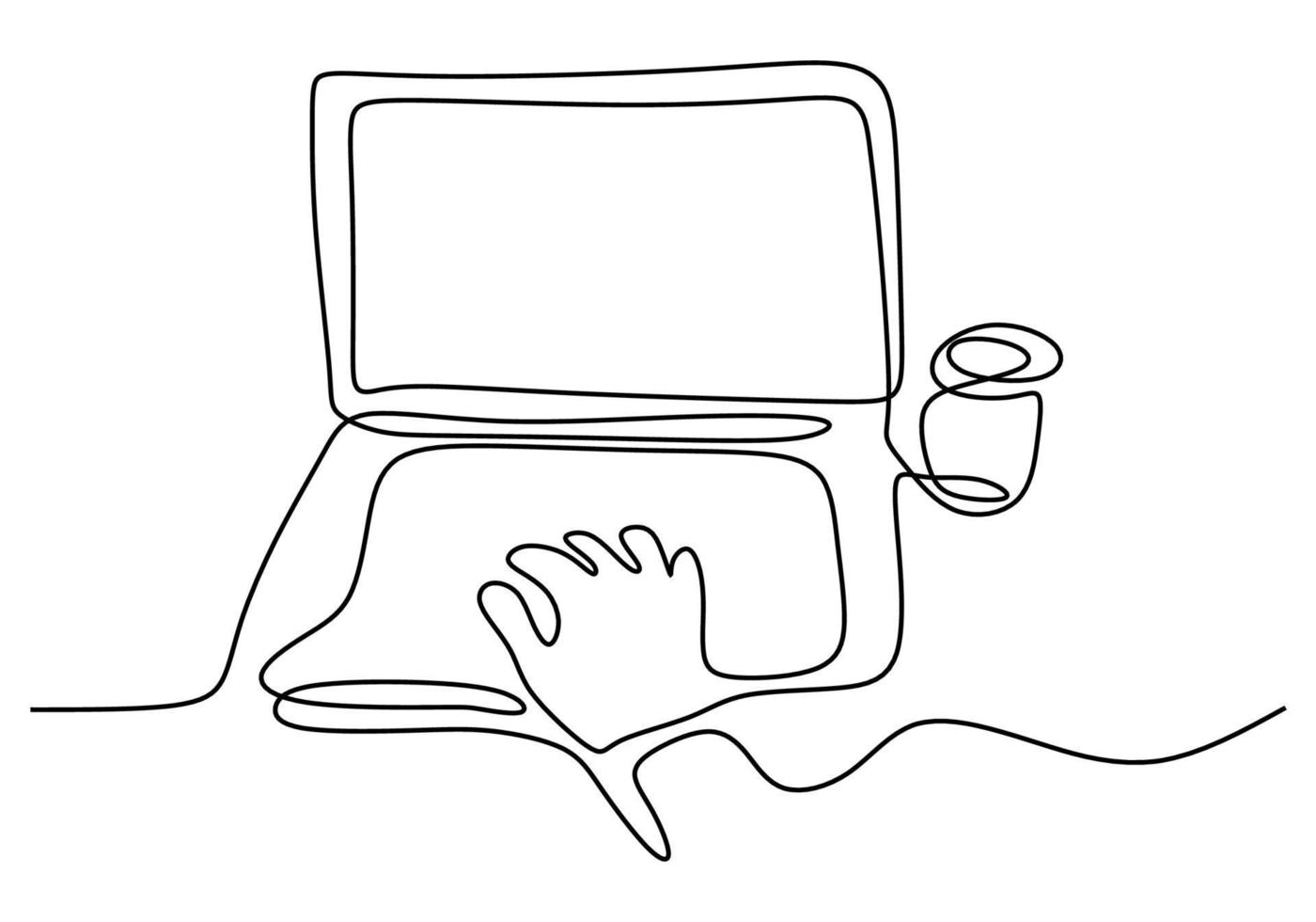 Continuous Line Drawing Of Hands Typing On Laptop Computer 3381185 Vector Art At Vecteezy