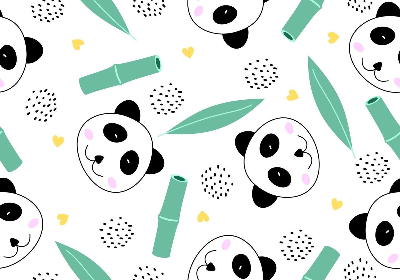 patrón sin costuras animal divertido con estilo de dibujos animados lindo panda. vector