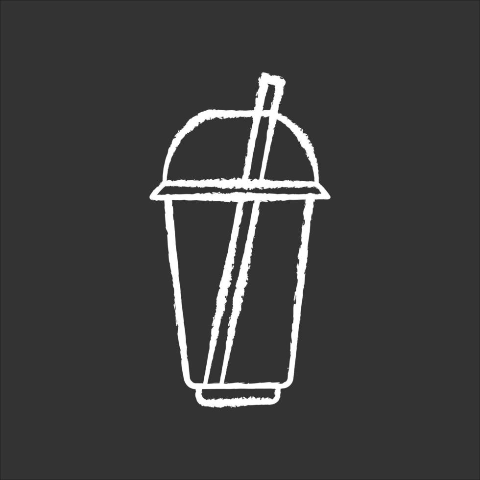 Disposable plastic cup chalk white icon on black background vector