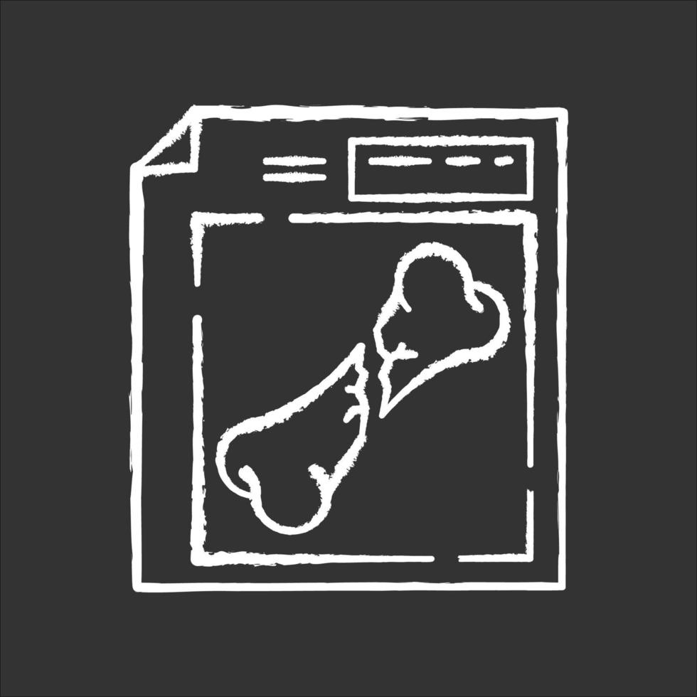 Bone fracture X-ray scan chalk white icon on black background vector