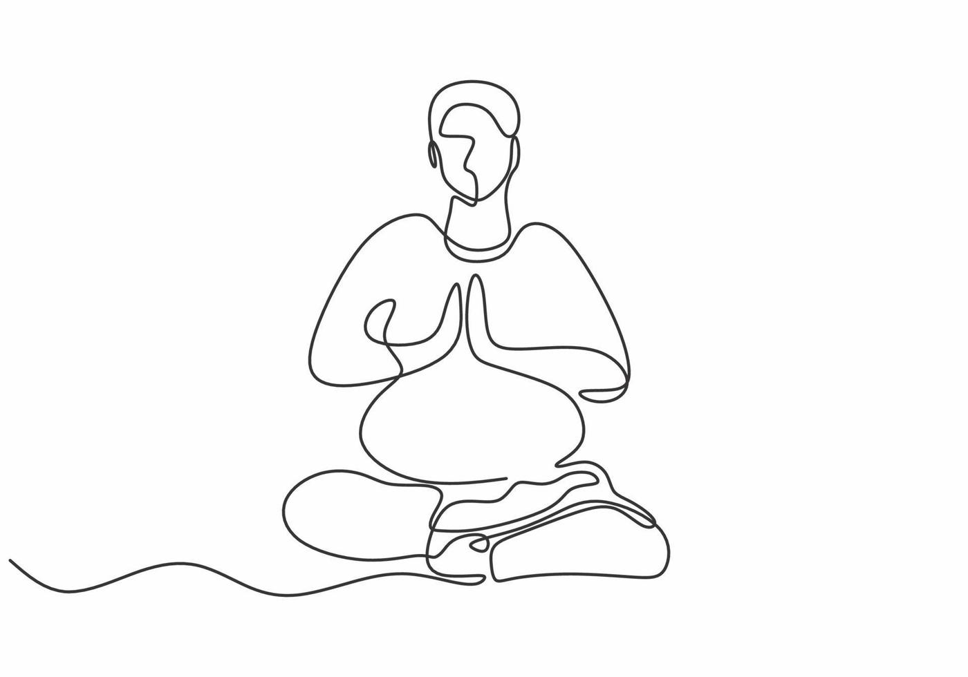 dibujo continuo de una línea de mujer embarazada feliz haciendo yoga aeróbico vector