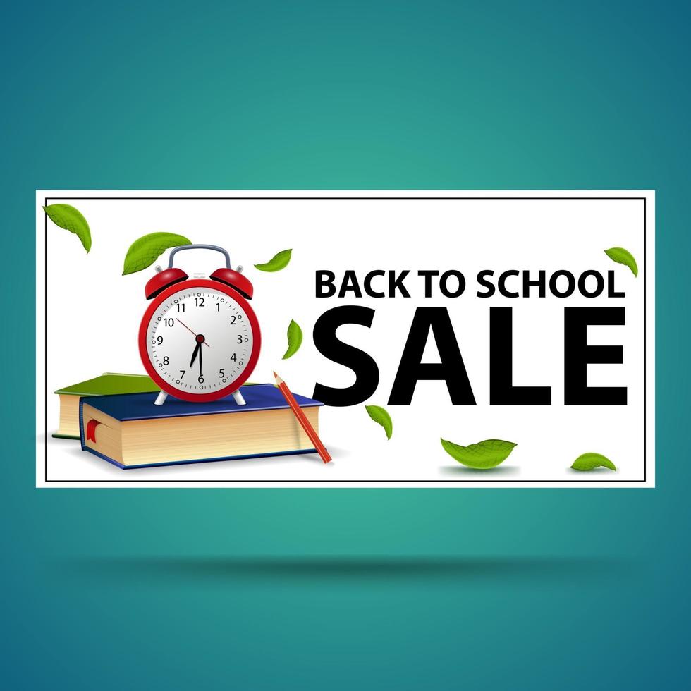 Back to school sale, white discount banner vector