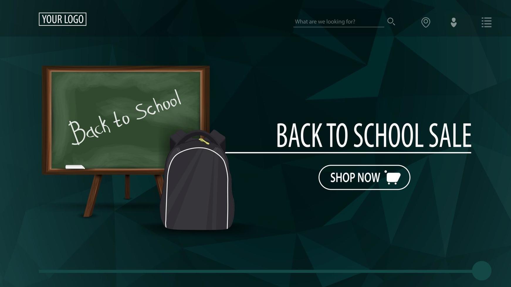 Back to school sale and discount week, green discount banner vector