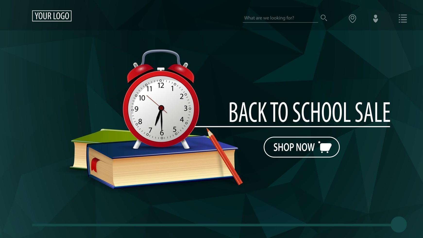 Back to school sale and discount week, green discount banner vector